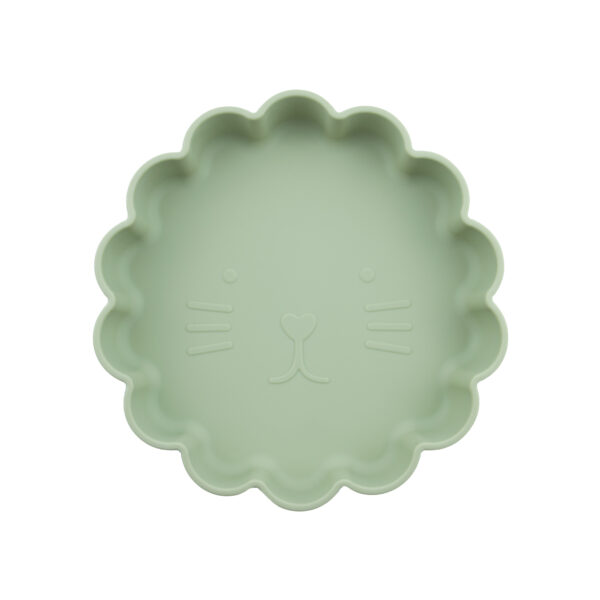 Plato Silicona con ventosa Leoncito Verde