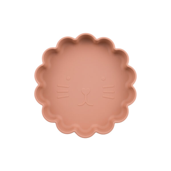 Plato Silicona con ventosa Leoncito Ladrillo