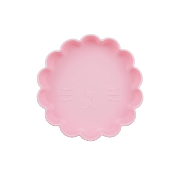 Plato Silicona con ventosa Leoncito Rosa