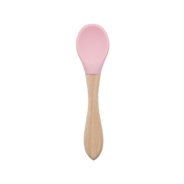 Cuchara Silicona mango bambu Rosa