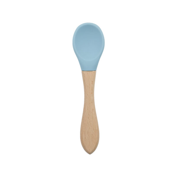 Cuchara Silicona mango bambu Celeste