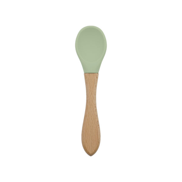 Cuchara Silicona mango bambu Verde