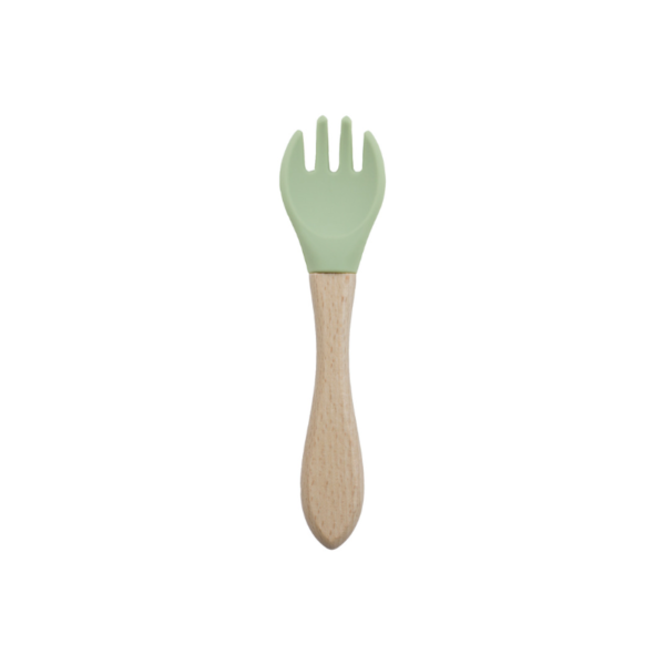 Tenedor Silicona mango bambu Verde