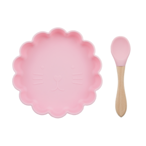 Set Plato Leon + cuchara Rosa