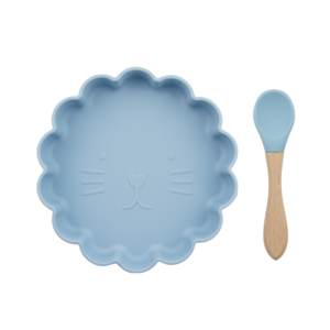 Set Plato Leon + cuchara Celeste