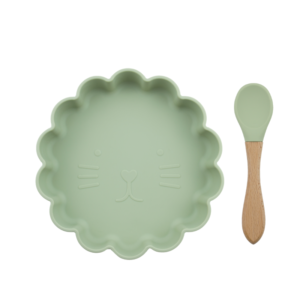 Set Plato Leon + cuchara Verde