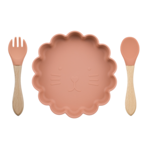Set Plato Leon + cuchara y tenedor Ladrillo