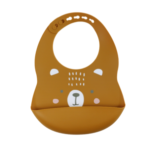Babero Silicona Ajustable Marron Estampa