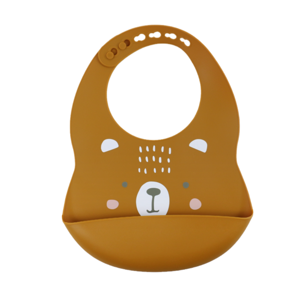 Babero Silicona Ajustable Marron Estampa