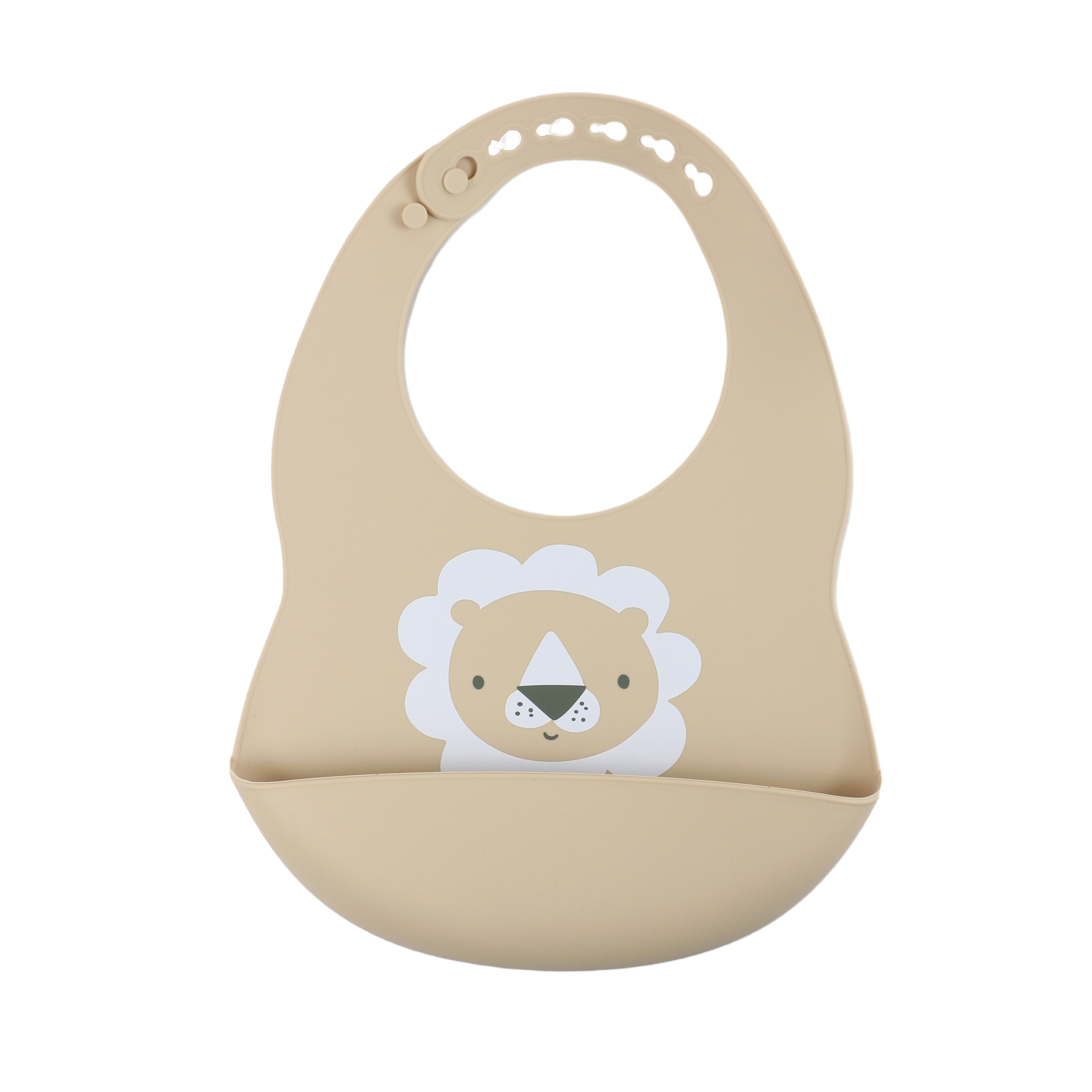 Babero Silicona Ajustable Beige Estampa