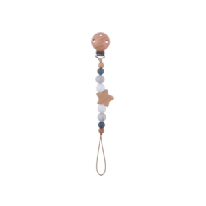 Portachupetes Silicona y Bambu Gris combinado
