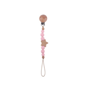 Portachupetes Silicona y Bambu Rosa