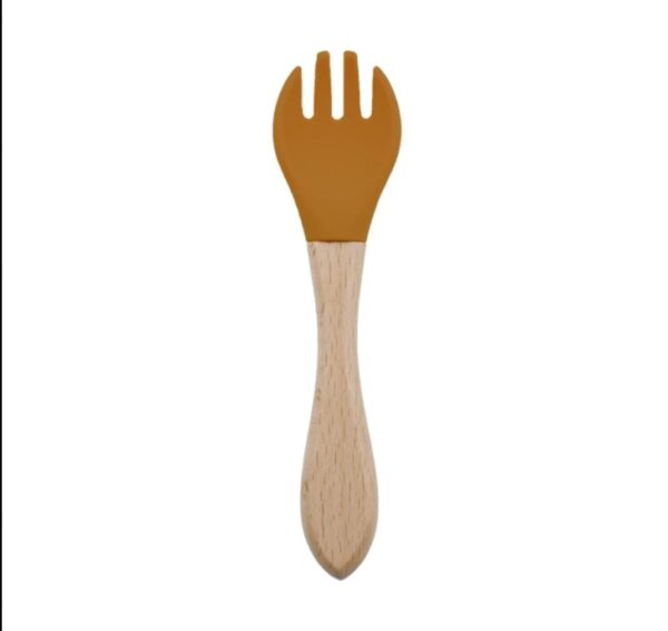 Tenedor Silicona mango bambu Marron