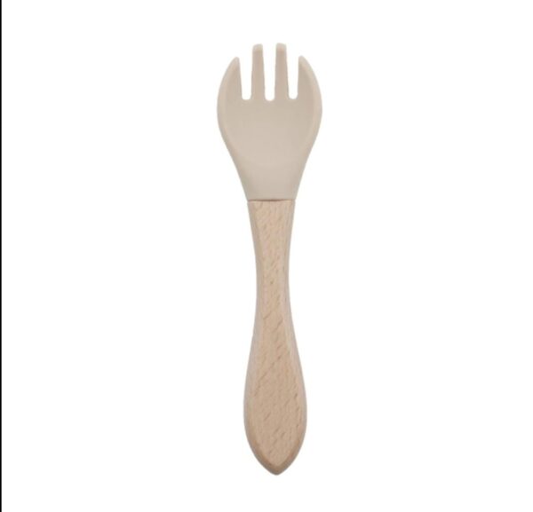 Tenedor Silicona mango bambu Beige
