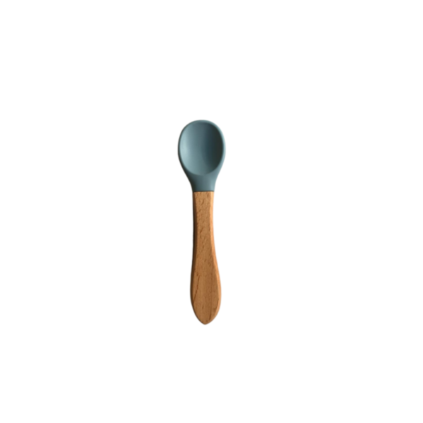 Cuchara Silicona mango bambu Azul