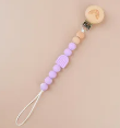 Portachupetes Silicona y Bambu Arco Iris Lila