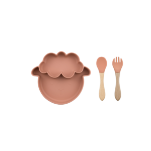 Set Plato Oveja + cuchara y tenedor Ladrillo