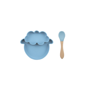 Set Plato Oveja + cuchara Celeste