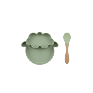 Set Plato Oveja + cuchara Verde