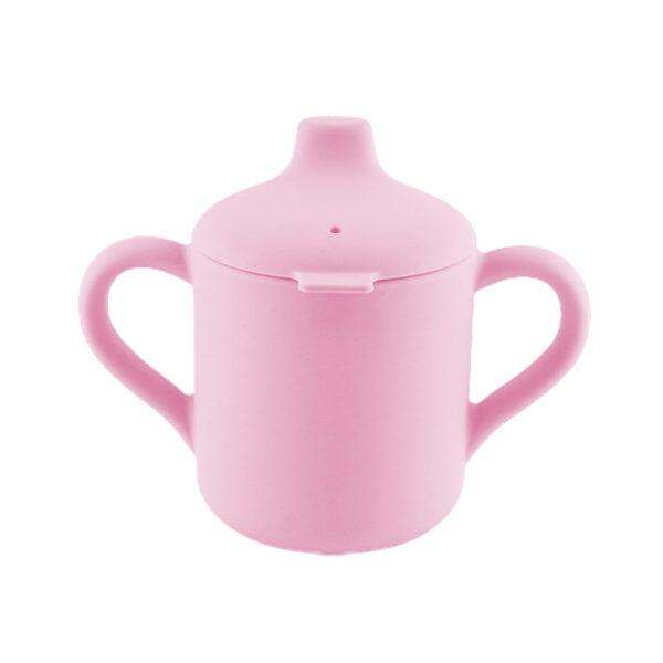 Vaso Silicona boquilla y asas Rosa