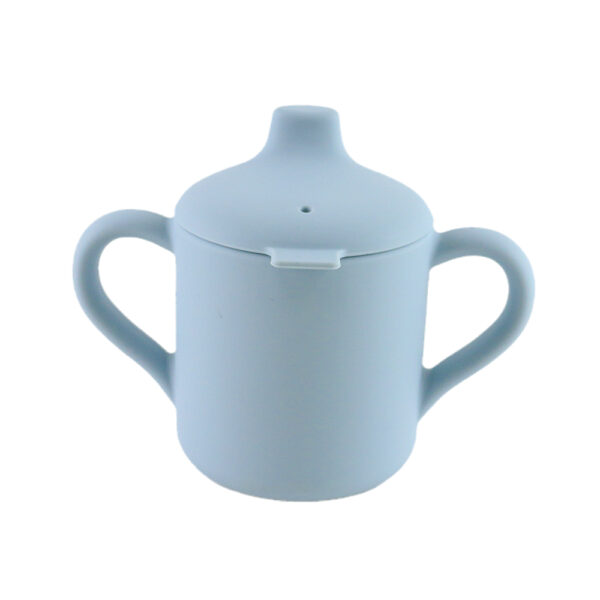 Vaso Silicona boquilla y asas Celeste