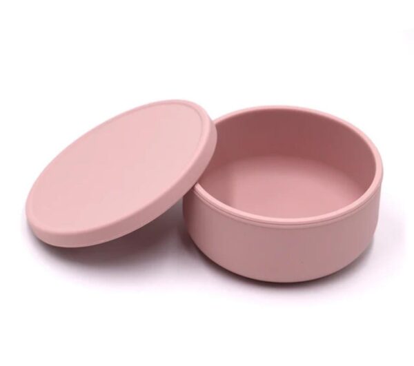 Bowl Redondo con Tapa y Ventosa Rosa Claro