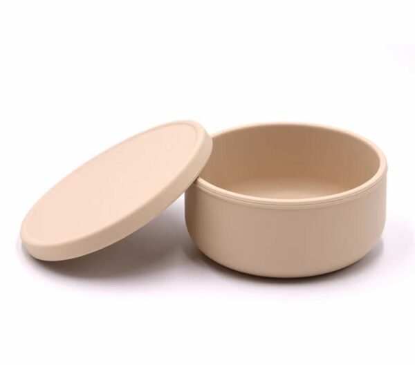 Bowl Redondo con Tapa y Ventosa Beige