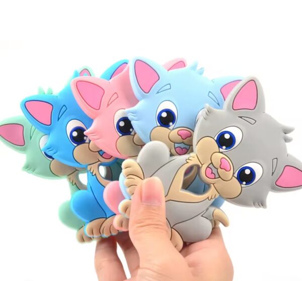 Mordillo Silicona Gatito Celeste - Imagen 3