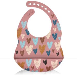 Babero Silicona Ajustable Estampa Corazones
