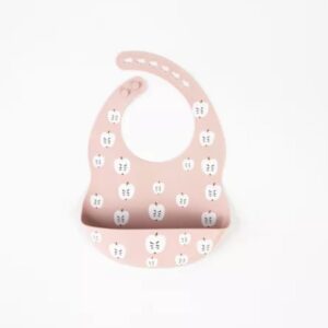 Babero Silicona Ajustable Estampa Manzanitas