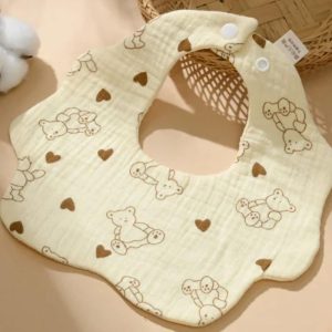Babero Gasa Algodon 100 % Cotton Ondulado Osos Corazones